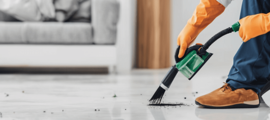 Best Pest Control Service in Dubai - professional technician inspecting kitchen unit in Dubai apartment for cockroach infestation