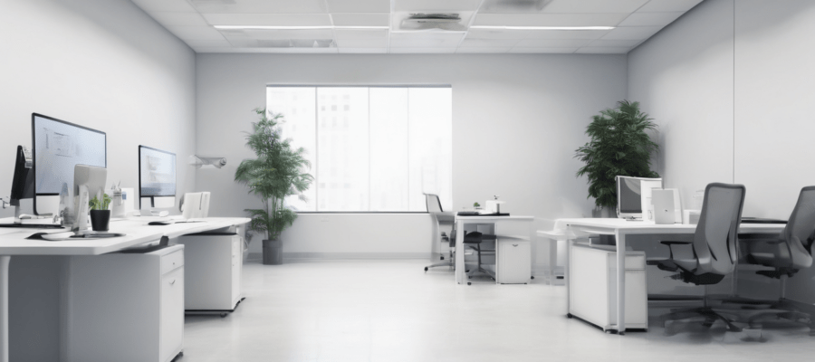 Office Disinfection Service Dubai Commercial Standards - Professional technician applying antimicrobial treatment in modern Dubai office space