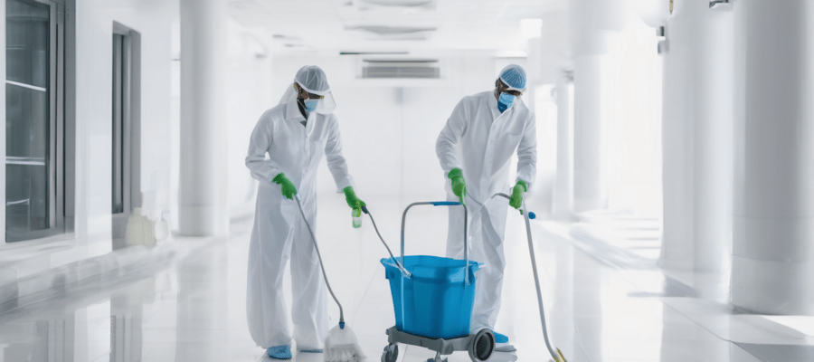 Professional Disinfection Services for Dubai Events - technician sanitising conference venue