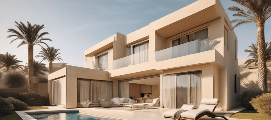 Termite Treatment in Dubai Villas: What to Expect - certified SaniEx specialist conducting perimeter soil inspection around a Dubai villa foundation