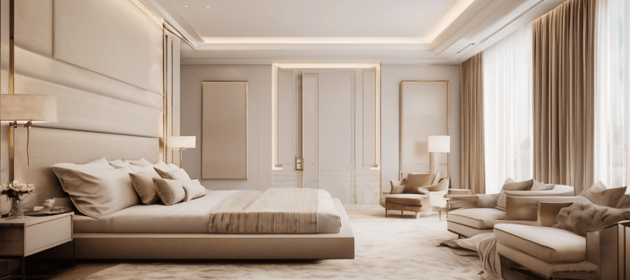 Bed Bug Treatment for Villa Bedrooms UAE - professional inspector examining mattress seams in a Dubai villa bedroom