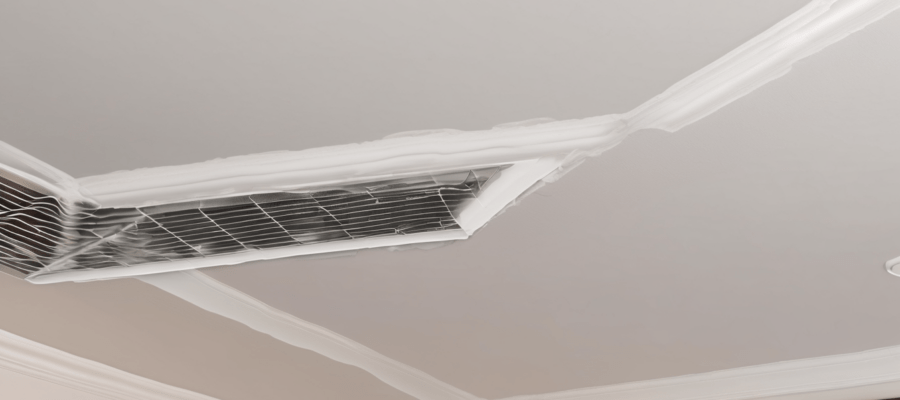 What Does AC Duct Disinfection Actually Remove - technician inspecting interior duct surfaces in an Ajman villa during professional assessment