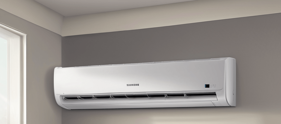 How to Fix Water Leaks from a Samsung AC Indoor Unit - technician inspecting Samsung split unit drain pan in Dubai apartment