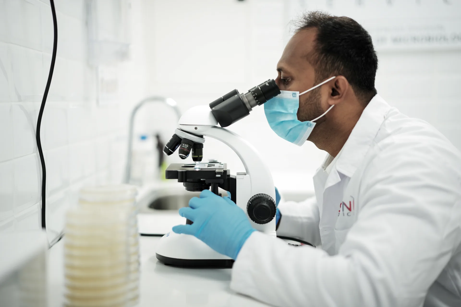 A Saniservice microbiologist working in the Indoor Sciences laboratory