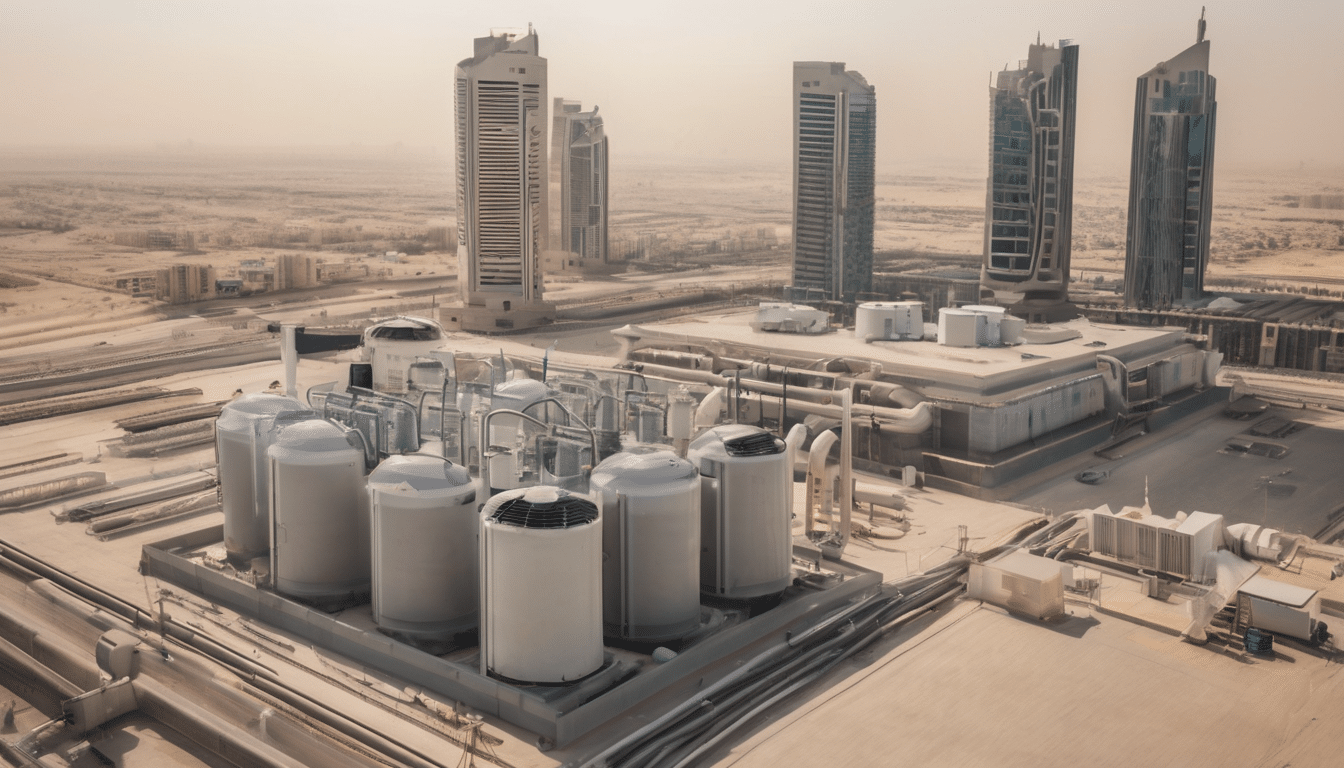 ["HVAC Role in Dubai Air Quality Control - Advanced system with HEPA filters and UV lights managing indoor pollutants in a modern Dubai villa under ASHRAE standards"]