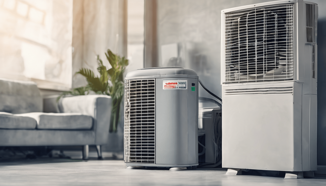 ["HVAC Role in UAE Indoor Air Quality - Diagram showing Dubai villa AC system with filters, ducts, and ventilation impacting air purity amid dust and humidity"]