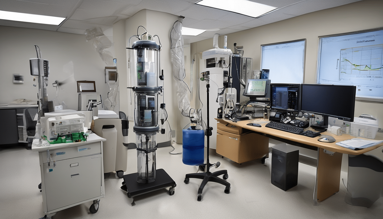 Case study illustration: Technical photograph showing equipment setup for indoor air quality measurement including CO2 sensor