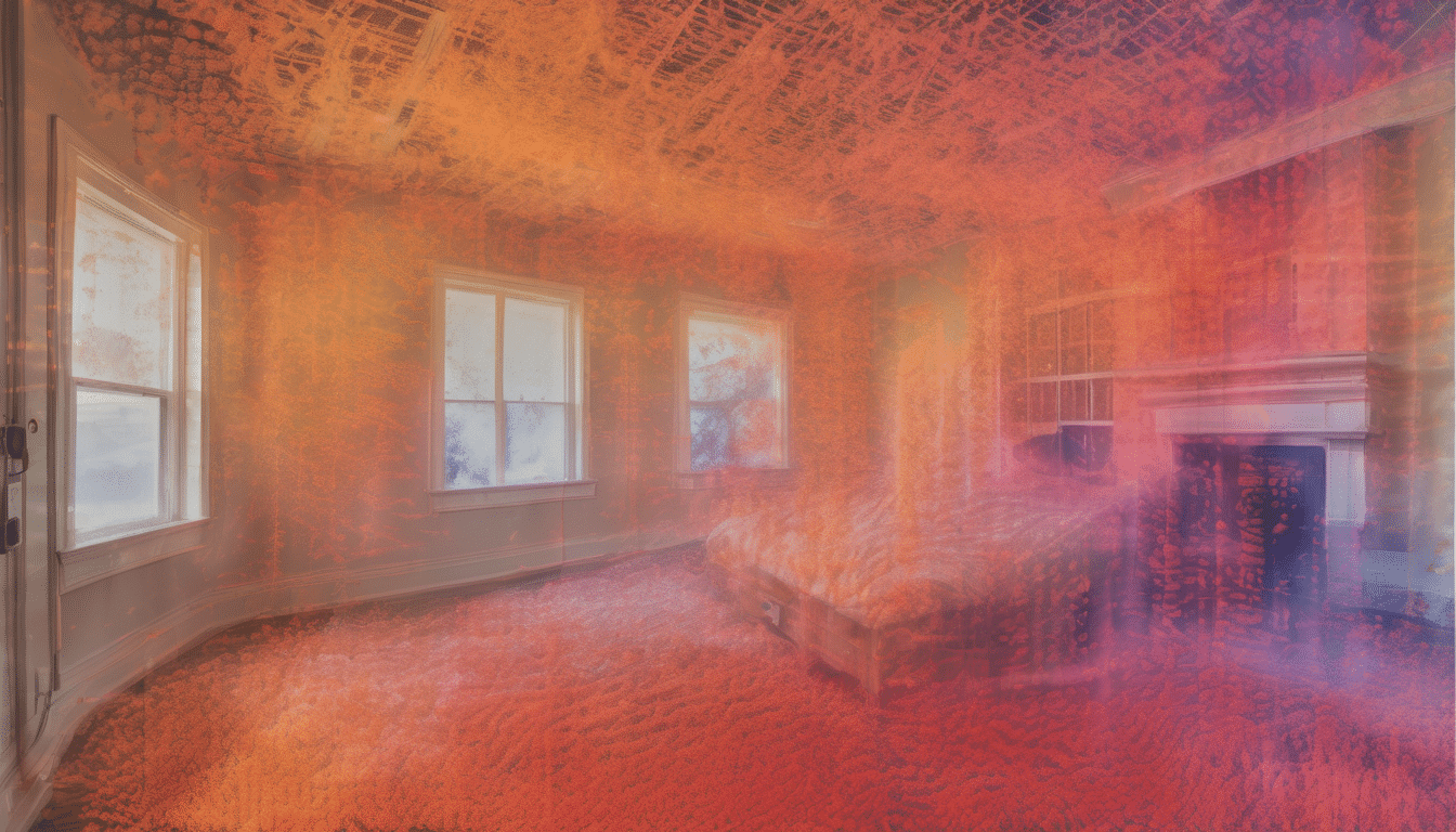 Case study illustration: Thermal imaging photograph showing condensation patterns and moisture accumulation in HVAC system co