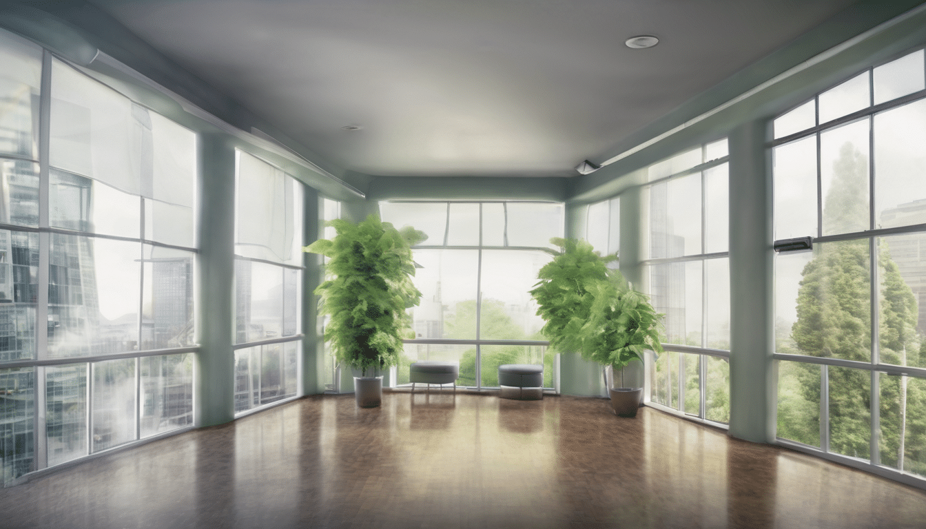 Case study illustration: Side-by-side comparison visualization showing before and after measurements of key indoor air qualit