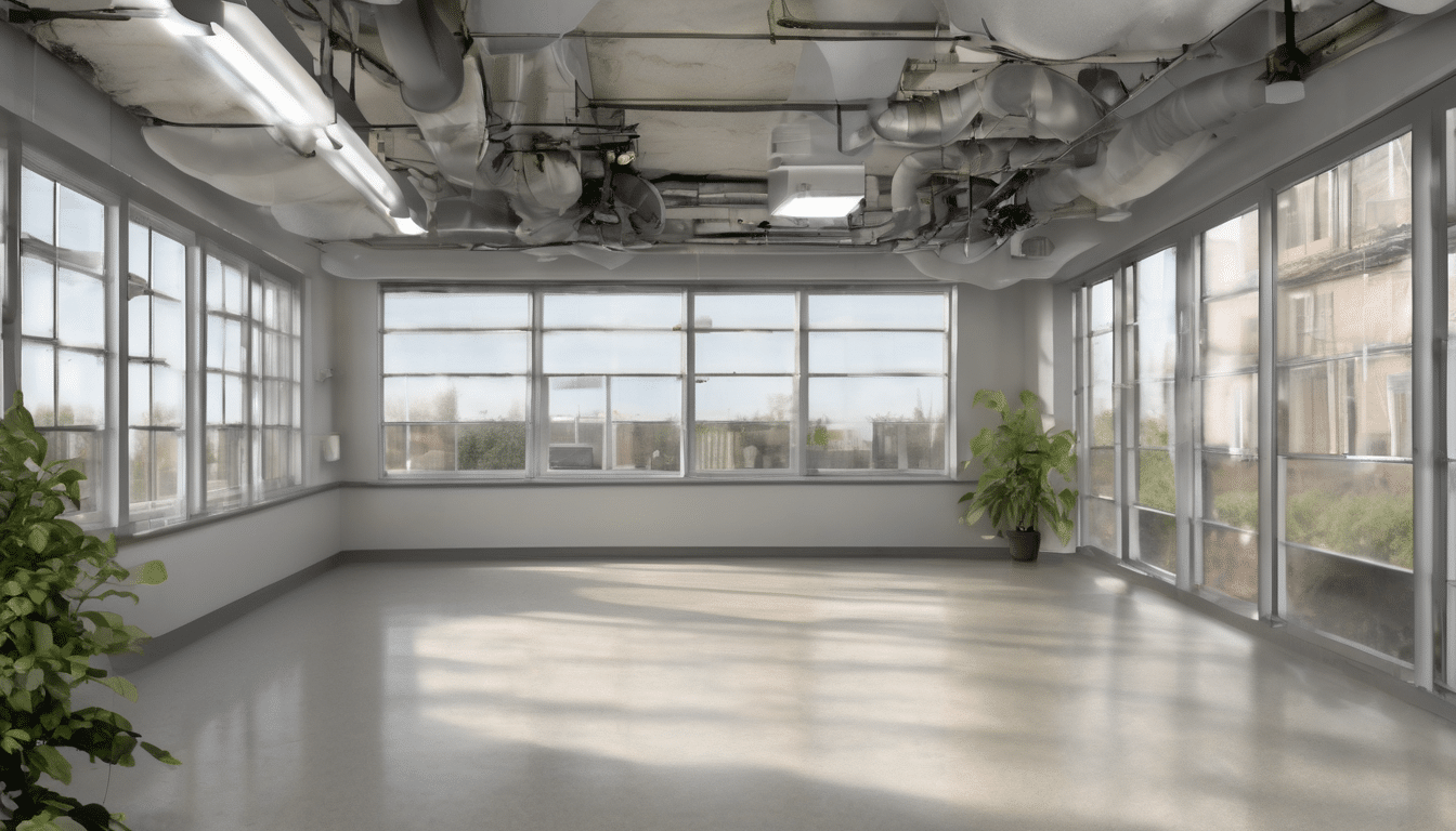 Case study illustration: Final photograph showing improved indoor environment post-remediation, with clear windows, optimised