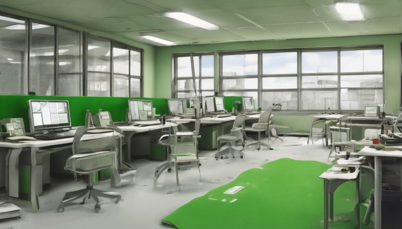 Case study illustration: Split-screen comparison visualization showing pre-remediation system performance on left (elevated C