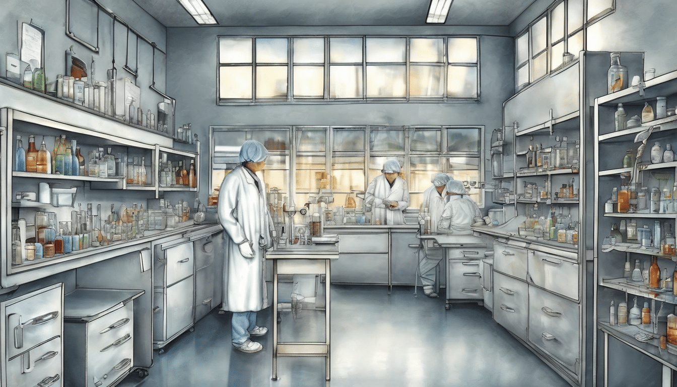 "Using Microbiology And Laboratory Data In Property Risk Evaluation" - image showing a laboratory analyst reviewing indoor air and water microbiological data overlaid on a floor plan of a commercial building in Dubai